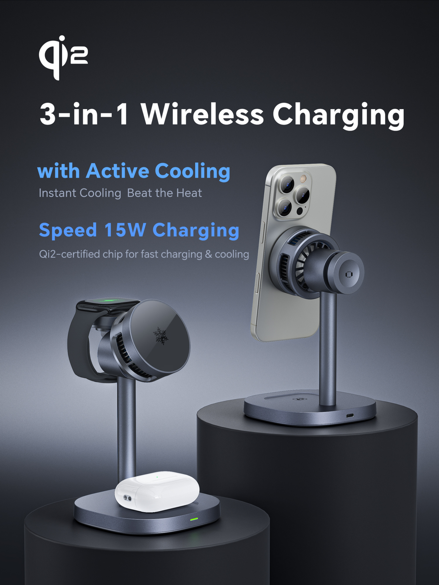 3 in 1 Magnetic Charger with cooling!
